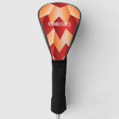 Sinaasappel en rood art deco design golfheadcover (Voorkant)