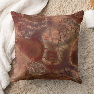 sinaasappel en rood Marmer abstract Kussen
