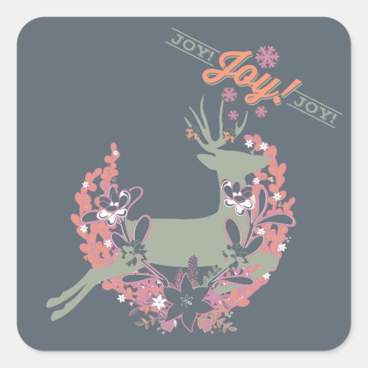 Sinaasappel en Roos Deer Joy Holiday Stickers (Voorkant)
