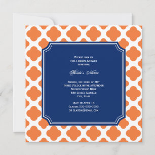 Sinaasappel en Royal Blue Quatrefoil Vrijgezellenf Kaart
