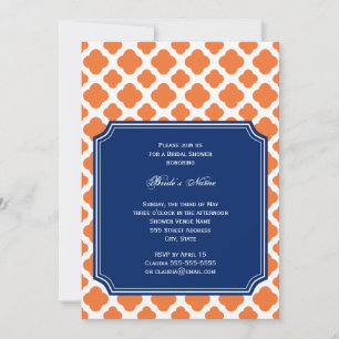 Sinaasappel en Royal Blue Quatrefoil Vrijgezellenf Kaart