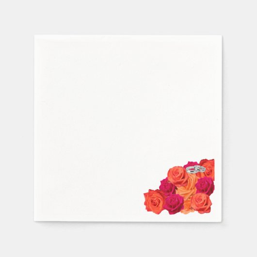 Sinaasappel en roze-bloesems en schittering- Serve Servet (Voorkant)