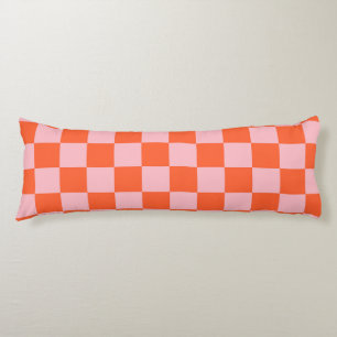 Sinaasappel en Roze Checkerboard Patroon Lichaamskussen