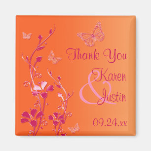 Sinaasappel en roze Floral Wedding Favor Magnet Magneet
