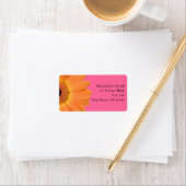 Sinaasappel en Roze Gerber Daisy Adresetiketten Etiket (Insitu)