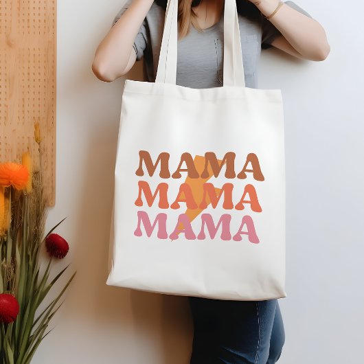 Sinaasappel en Roze Mama Mama Quote Canvas tas