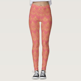  Sinaasappel en Roze Patroon Leggings