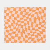 Sinaasappel en Roze Psychedelic Checkered Groovy G Fleece Deken (Voorkant (Horizontaal))