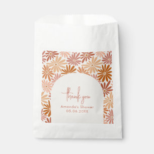 Sinaasappel en Roze Retro Floral Groovy Baby showe Bedankzakje