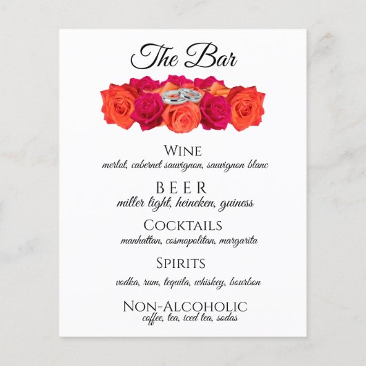 Sinaasappel en Roze-Rozen-Bruiloft Drink- Diner Me (Achterkant)