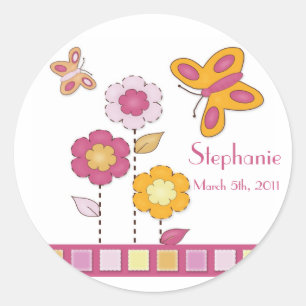 Sinaasappel en Roze Vlinder Stickers