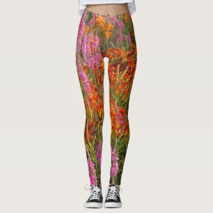 Sinaasappel en Roze Zomerbloemen Legging