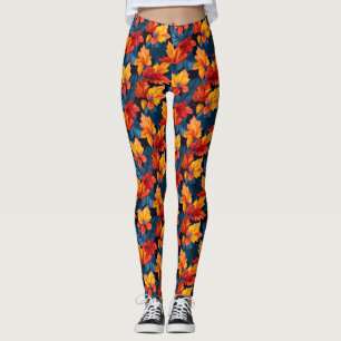 Sinaasappel en Russet herfstbladeren Leggings