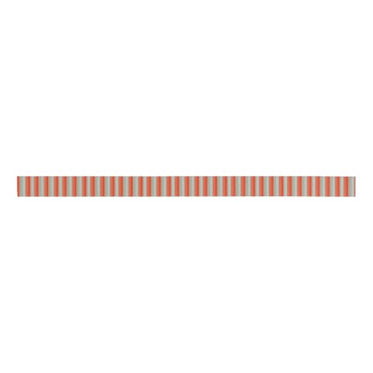 Sinaasappel- en Sage-groene streep Grosgrain Lint (Voorkant)
