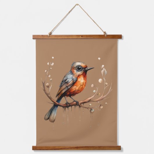 Sinaasappel en Tan Abstract Robin Rechts Onder oge Hangend Wandkleed (Voorkant)