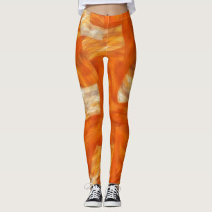 Sinaasappel en Tan Leggings Abstract en Artsy