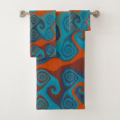 Sinaasappel en Turquoise Swirl abstract Bad Handdoek (Insitu)