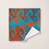 Sinaasappel en Turquoise Swirl abstract Bad Handdoek (Wasdoekje)