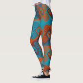 Sinaasappel en Turquoise Swirl abstract Leggings (Links)