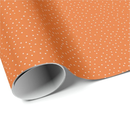 Sinaasappel en Warm Wit Polka Dot Desaturated Tiny Cadeaupapier (Rol Hoek)