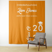 Sinaasappel en Wit Afstuderen Photo Booth Achtergr Wandkleed (In situ)