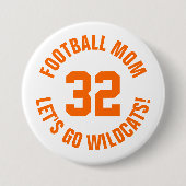 Sinaasappel en Wit Football Moeder Jersey Nummer Ronde Button 7,6 Cm (Voorkant)