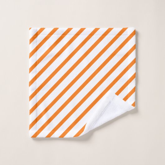Sinaasappel en wit gestreept bad handdoek (Wasdoekje)