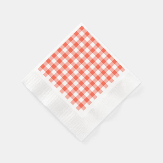 Sinaasappel en wit Gingham-controlepatroon Servetten (Hoek)