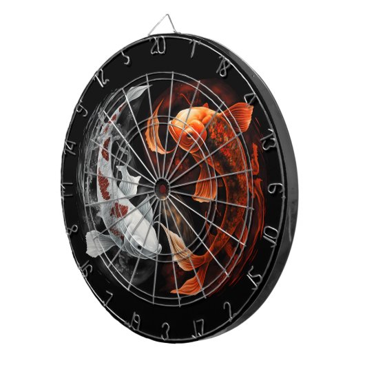 Sinaasappel en wit Lucky Koi Fish Japan Art Dartbord (Voorkant Rechts)