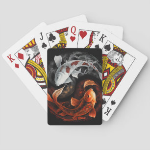 Sinaasappel en wit Lucky Koi Fish Japan Art Pokerkaarten
