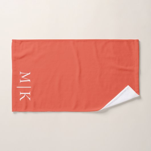 Sinaasappel en wit | Modern monogram Bad Handdoek (Handdoek)