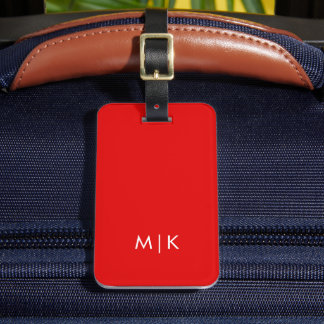 Sinaasappel en wit | Modern monogram Bagagelabel