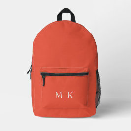 Sinaasappel en wit | Modern monogram Bedrukte Rugzak