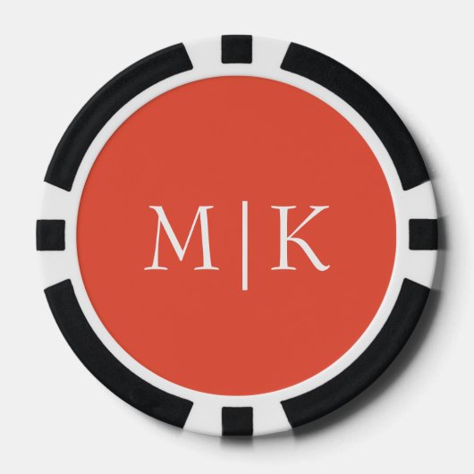 Sinaasappel en wit | Modern monogram Poker Chips (Voorkant)