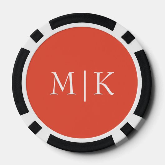 Sinaasappel en wit | Modern monogram Poker Chips (Achterkant)