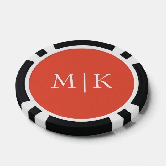 Sinaasappel en wit | Modern monogram Poker Chips (Enkel)