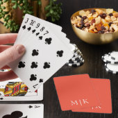 Sinaasappel en wit | Modern monogram Pokerkaarten (Insitu)