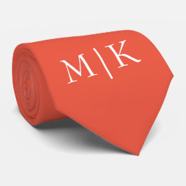 Sinaasappel en wit | Modern monogram Stropdas