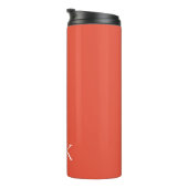 Sinaasappel en wit | Modern monogram Thermosbeker (Geroteerd rechts)