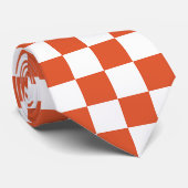 Sinaasappel en wit schaakbordpatroon stropdas (Opgerold)