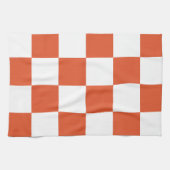 Sinaasappel en wit schaakbordpatroon theedoek (Horizontaal)