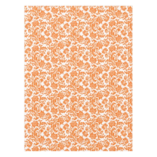 Sinaasappel en witte bloemdamast tafelkleed (Voorkant)