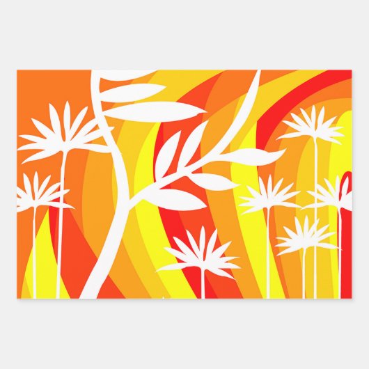 Sinaasappel en Witte Botanische Inpakpapier Vel (Voorkant 2)