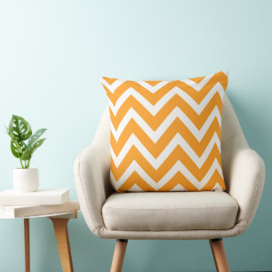 Sinaasappel en witte Chevron Stripes Pillow Kussen