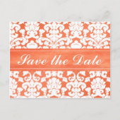Sinaasappel en Witte Damask Sla de Datum Kaart op (Voorkant)