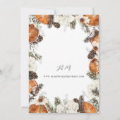 Sinaasappel en witte Floral Rustic Wedding Kaart (Achterkant)