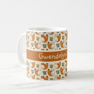 Sinaasappel en Witte Katten Naïeve Kunststijl Kleu Koffiemok