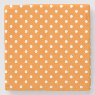 Sinaasappel en witte poka Dots Square Onderzetter