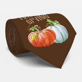 Sinaasappel en witte pompoenen Happy Friendsgiving Stropdas