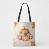 Sinaasappel en Witte Pompoenen Plaid Bruin Hallowe Draagtas (Voorkant)